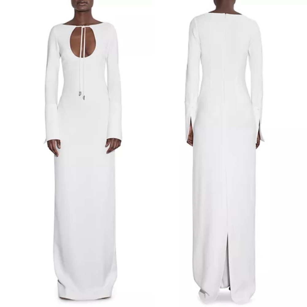 Et Ochs Gabriella Open Neck Gown Long Sleeve Dress in White, NWT, Size 4